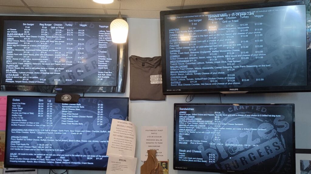 Blazes Burgers Menu 3